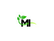 Letter MI Logo Icon, Premium Mi im Green Leaf Logo Design For Shop