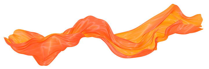 Wall Mural - Beautiful flowing fabric of orange wavy silk or satin. 3d rendering image.