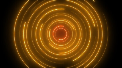 Wall Mural - orange and yellow neon circular space for technology background