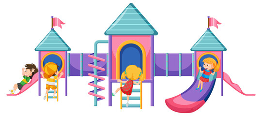 Poster - A children playground slide set on white background