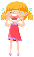 Wall Mural - a girl in red dress crying