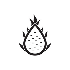 Canvas Print - Dragon fruit icon in black flat glyph, filled style isolated on white background