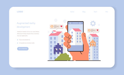 Wall Mural - ar developer web banner or landing page. augmented reality software