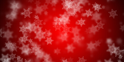 Canvas Print - Abstract red background with flying snowflakes