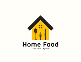 Wall Mural - Home food logo with fork and spoon