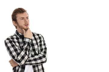 Wall Mural - Concept of people, young man isolated on white background