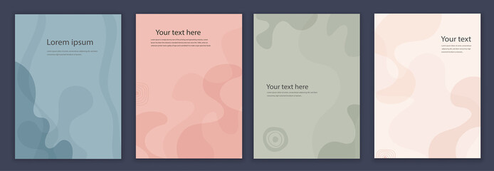 Wall Mural - Creative modern layout template set in minimalist style with curved shapes. Backgrounds leaflet brochure covers or web pages with trendy colors for corporate identity.Poster copy space