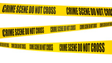 Crime Scene Tape With Word Crime Scene Do Not Cross Isolated On White Background.  Crime Scene Restricted Area Tape.