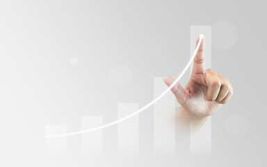 Wall Mural - hand growth business success graph concept on white background with development progress step chart 