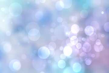 Abstract blurred fresh vivid spring summer light delicate pastel blue pink white bokeh background texture with bright circular soft color lights. Beautiful backdrop illustration.