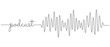 © Olga Rai - Continuous one line drawing of text podcast and sound wave with different amplitude. Soundwave in simple linear style for banner music, webinar, online training. Doodle vector illustration