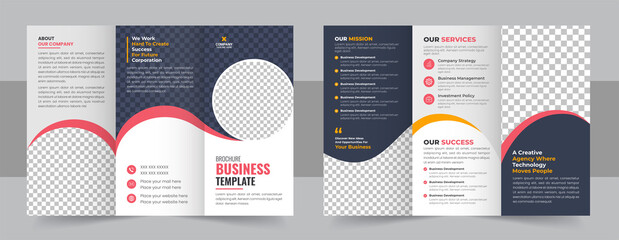 Wall Mural - corporate business trifold brochure template, business brochure template in tri fold layout