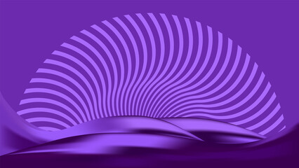 Wall Mural - Bright purple textured background. Abstract liquid wave. 
Circle swirling Rays. Art trippy luxury digital screen. Banner. Virtual Augmented reality. NFT card. Metaverse. Innovation design. 6G. Podium.