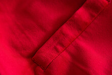 Red Stylish Jacket With Pocket, Background. Stylish Clothes, Macro