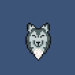 wolf head in pixel art style