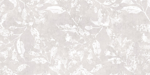 flowers on the old white wall background, digital wall tiles or wallpaper design