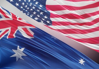 United States Flag with Abstract Australia Flag Illustration 3D Rendering (3D Artwork)