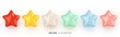 Set of colorful stars. Collection of realistic 3D multicolored vector star shapes on white background. Vector illustration