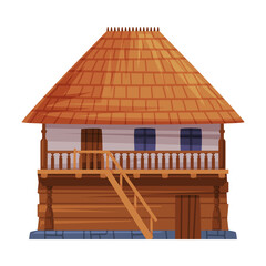 Poster - Wooden House and Dwelling as Romania Traditional Symbol Vector Illustration