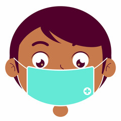 boy wear medical mask cartoon cute