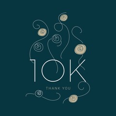 Thank you for 10k followers, 10,000 followers gold, followers to celebrate on social media, 10K, subscribers Vector illustration. Minimalist