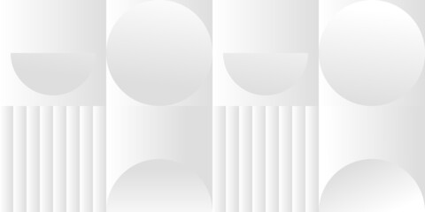 Leinwandbilder - Abstract white and gray gradient background. Modern minimalistic design. Vector illustration with simple shapes like circle, square, rectangle. Monochrome light 3d futuristic design