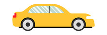 Yellow Car Taxi Public Transport. Vector Illustration