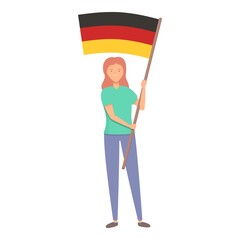 Girl with Germany flag icon cartoon vector. Child world. Country day