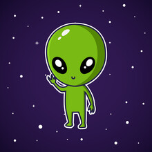 Cute Alien Character Illustration Design