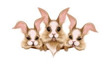 Three Funny Bunnies With Space For Text