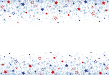 A Blue Glitter Confetti Border With Red And Blue Stars On White
