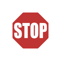 Wall Mural - Octagonal stop text red traffic sign, do not cross road octagon symbol in white isolated vector