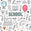 School seamless pattern. Doodle background with school illustrations