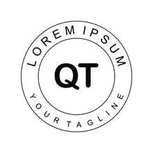 QT Initial Circle Company Logo Black White Background