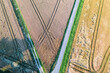 Looking straight down at grain fields in the Taunus/Germany and paths