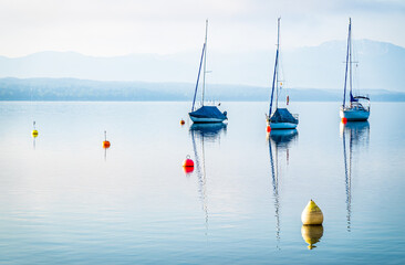 Sticker - sailboats in tutzing - lake starnberg - bavaria