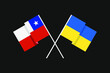 Flags of the countries of Ukraine and the Republic of Chile (South America) in national colors. Help and support from friendly countries. Flat minimal design.
sun