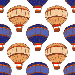 Cartoon hot air balloons  illustration vector seamless patter.