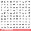 100 food icons set. Outline illustration of 100 food icons vector set isolated on white background