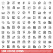 © ylivdesign - 100 house icons set. Outline illustration of 100 house icons vector set isolated on white background