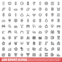 Canvas Print - 100 sport icons set. Outline illustration of 100 sport icons vector set isolated on white background
