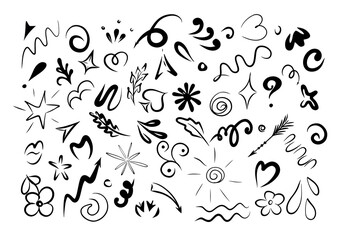 Poster - Hand drawn graphic design elements isolated on white background.Hand drawn in doodle vector illustration.Set of different elements.