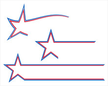 Red, White, And Blue Star With Stripes Collection - Vector Illustration