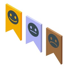 Sticker - Satisfaction level flags icon isometric vector. Customer feedback. Rate indicator