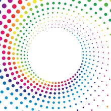 Rainbow Dot Circle Frame Halftone On The White Background. Vector Illustration.