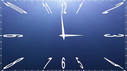 Wall Mural - blue glittering dots with infinity analog time clock animation.