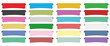 vector illustration of multi colored label banners on white background	