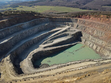 Aerial View Of A Quarry Filled With Water