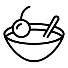 Poster - Cream bowl icon outline vector. Chocolate candy. Food dessert