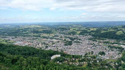 Wall Mural - survol des vallées des Pyrénées dans le département des Hautes-Pyrénées et vue de Bagnères de Bigorre	